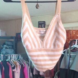 Willow & Wind Beige and White Knit Top